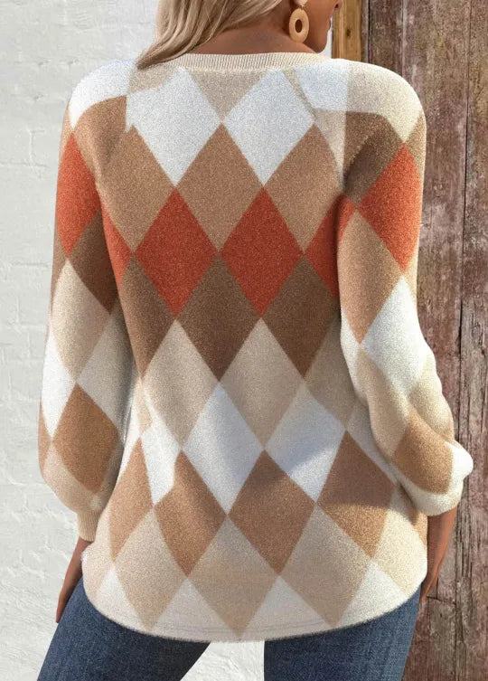 Skilt | Ternet strikket med knapdetail