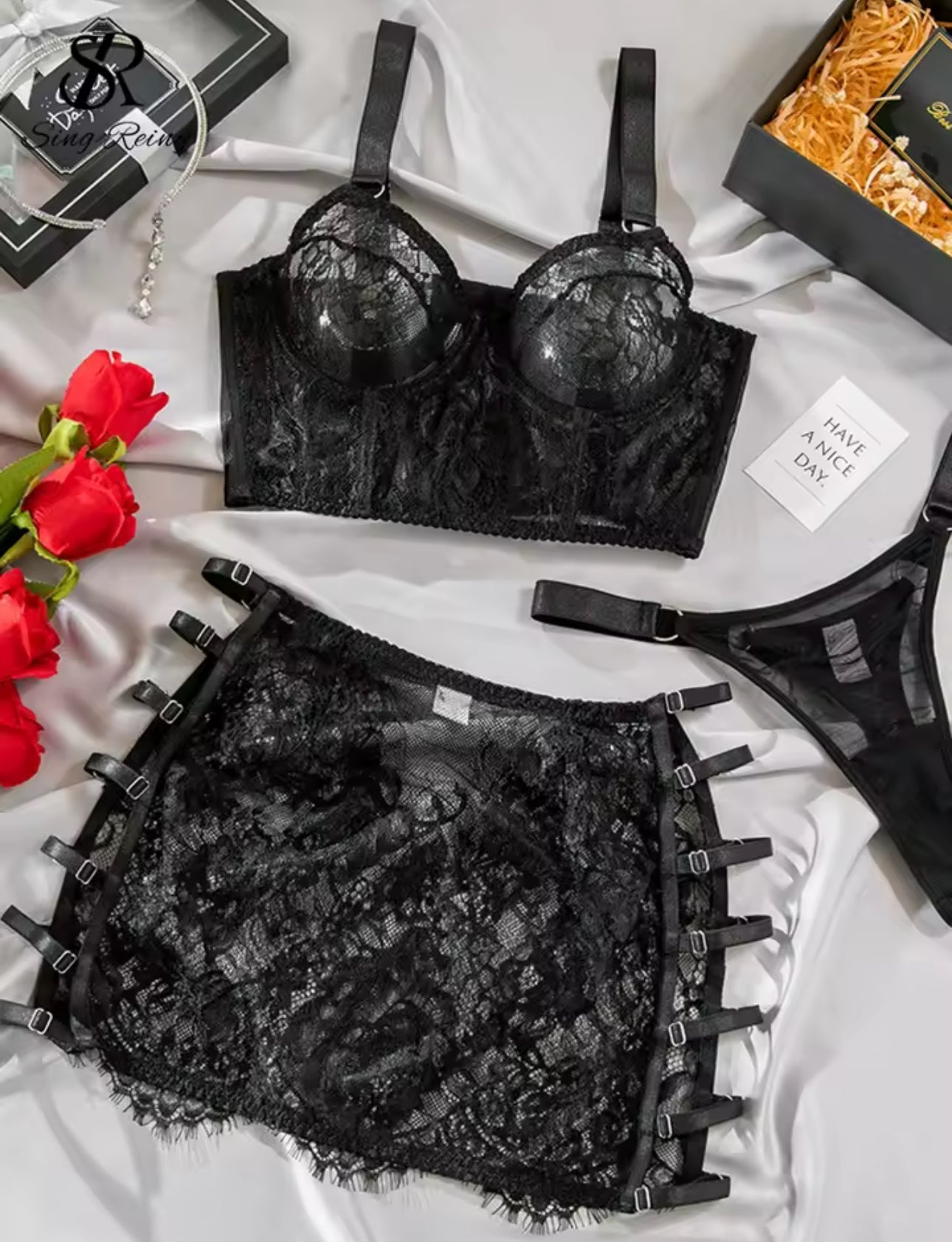 Amber™ | Ensemble Lingerie Rød Begær
