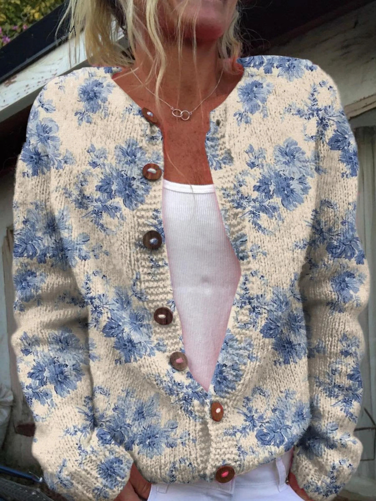 Kvinders Dejligt Blomstret Kunstprint Knappet Cardigan Sweater