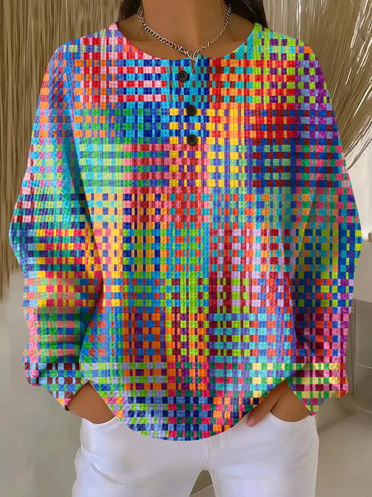 Rosa | Trøje med Farverigt Tjekmønster