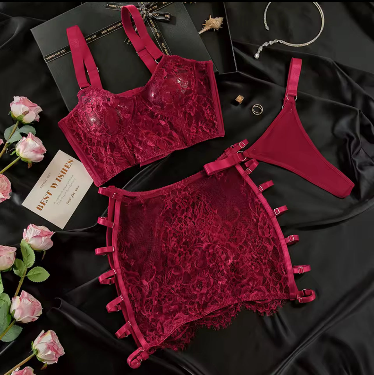 Amber™ | Ensemble Lingerie Rød Begær