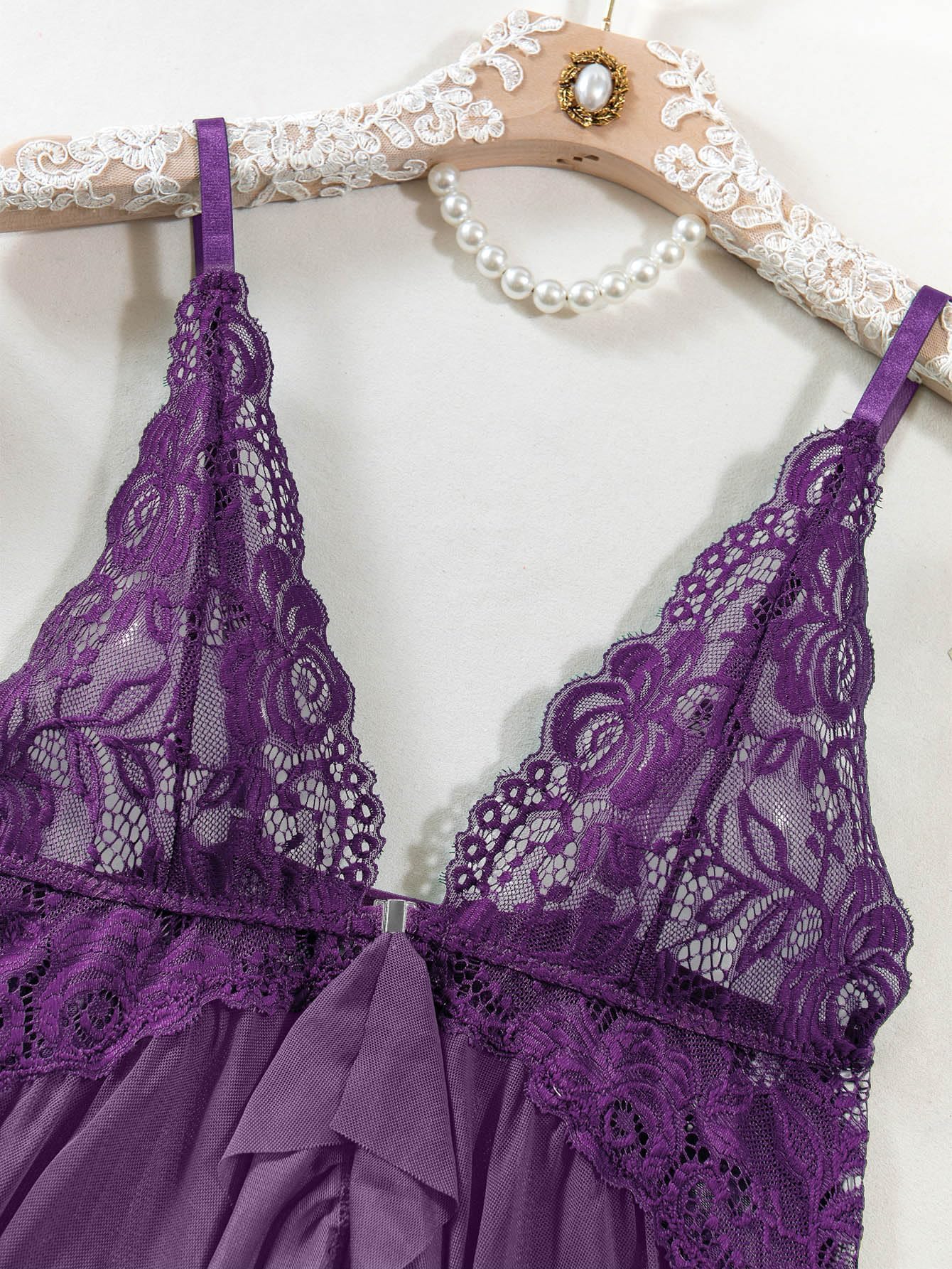 Nina™ | Sæt med Blonde Baby Doll i Gennemsigtigt Materiale