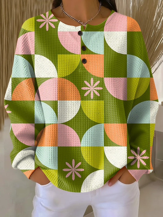 Saga | Sweater med abstrakt ternet mønster