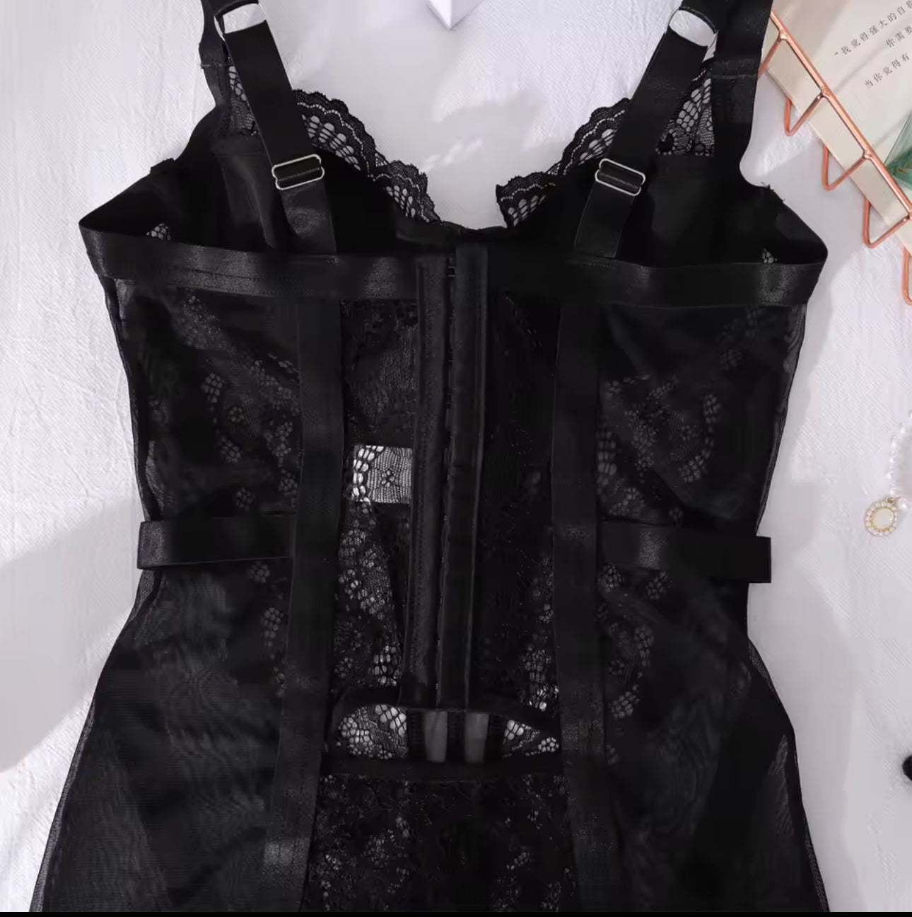 Alessandra™ | Satin Inni Natkjole Sort Mirage