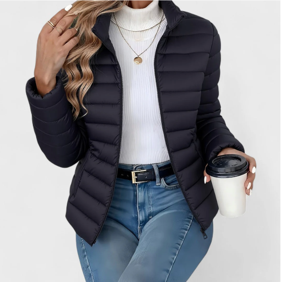 Simone - Elegant Lang Jakke Med Krave